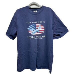 Oarsman 913 T-shirt Men's XXL Air Force Little Rock AR US Flag Hercules Blue VTG